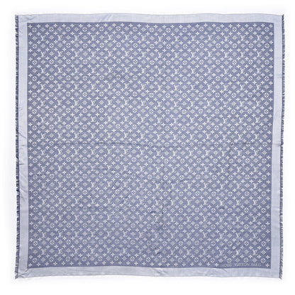 Louis Vuitton Wool Silk Monogram Denim Shawl Blue 1 of 5