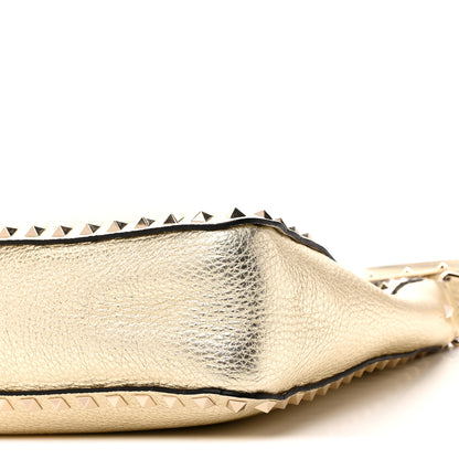 Valentino Garavani Metallic Pebbled Calfskin Small Rockstud Flip-Lock Messenger Bag Platino 9 of 9