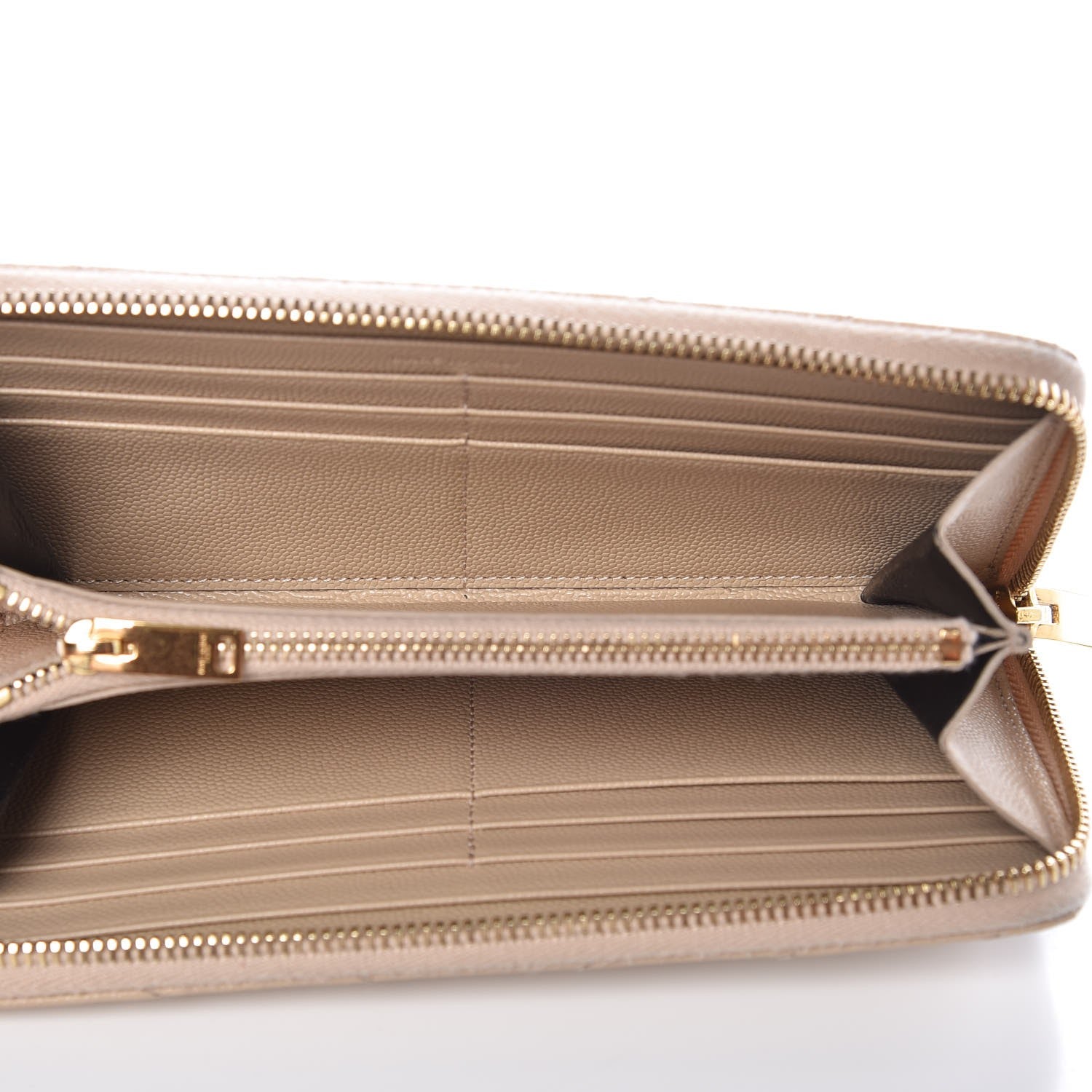 Saint Laurent Grain De Poudre Matelasse Chevron Monogram Zip Around Wallet Nude Powder 5 of 10