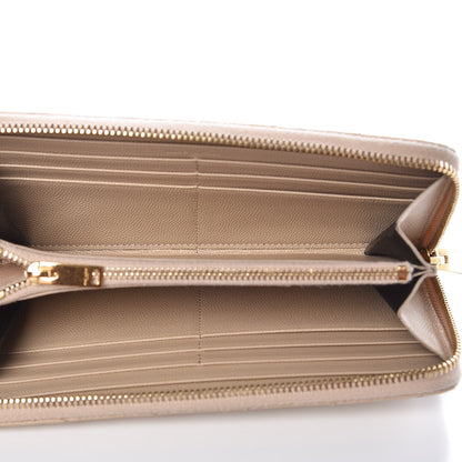 Saint Laurent Grain De Poudre Matelasse Chevron Monogram Zip Around Wallet Nude Powder 5 of 10