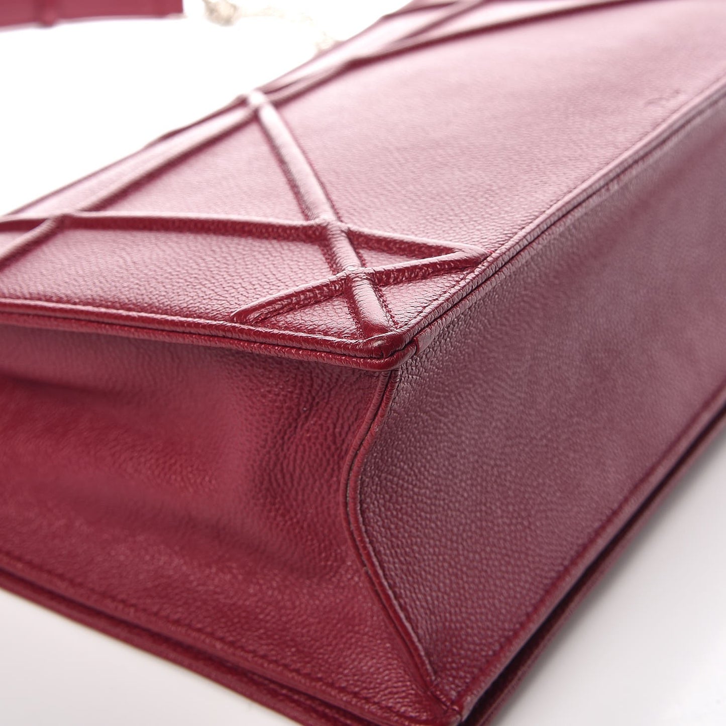 Grained Calfskin Large Diorama Flap Bag Burgundy
