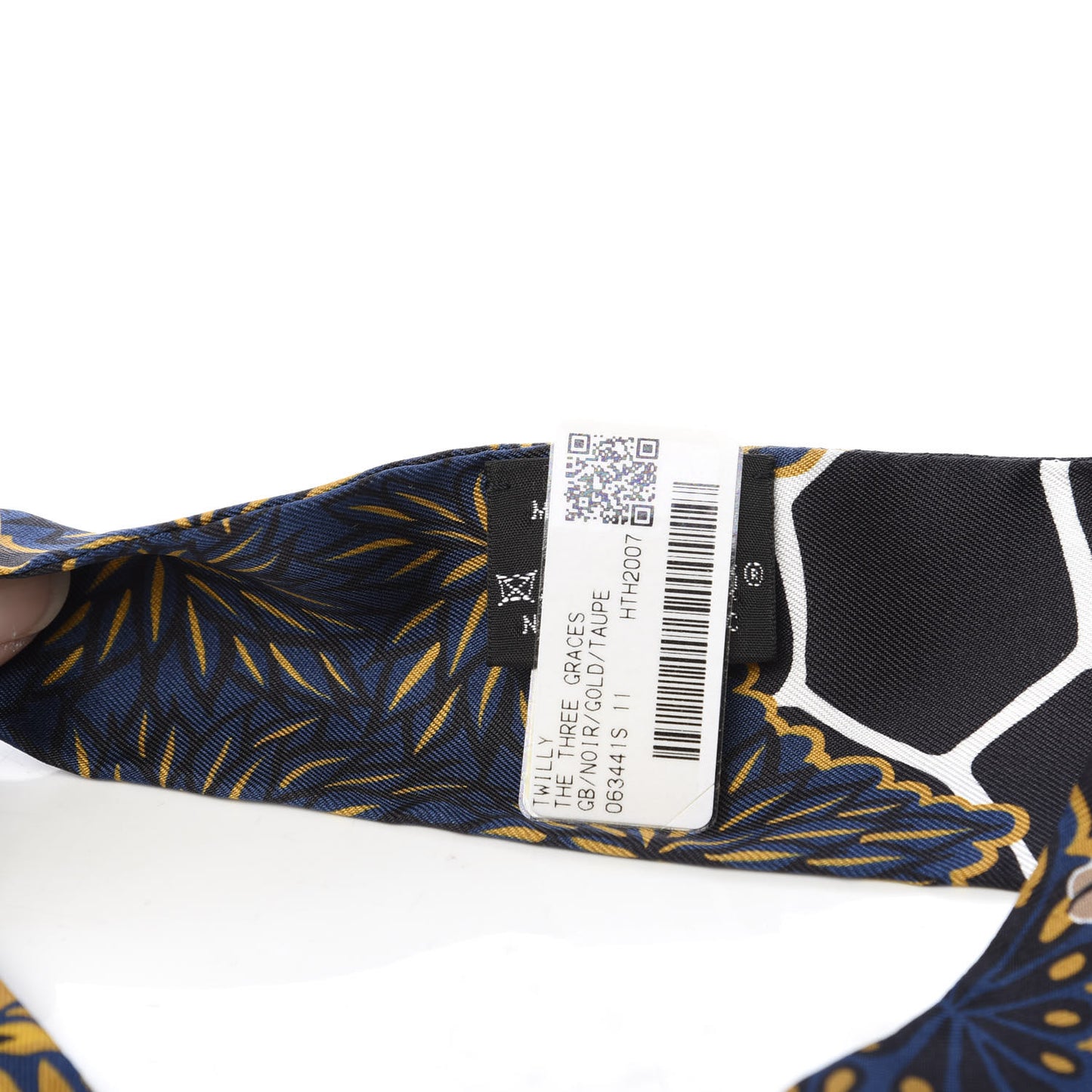 Silk Three Graces Twilly Black Gold Taupe