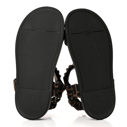 Fendi Satin FF Ruched Sandals 36 Tobacco Black 5 of 11