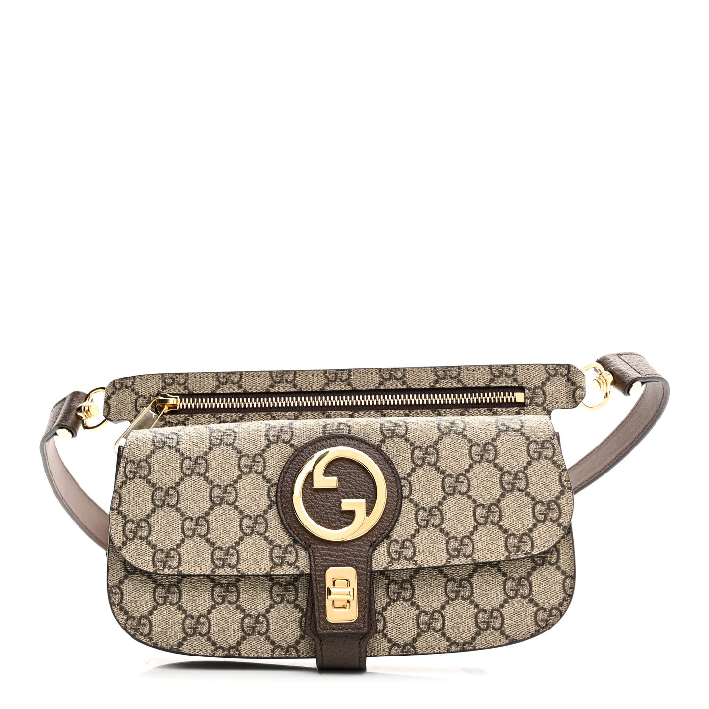 GG Supreme Monogram Textured Dollar Calfskin Blondie Belt Bag Beige Ebony New Acero