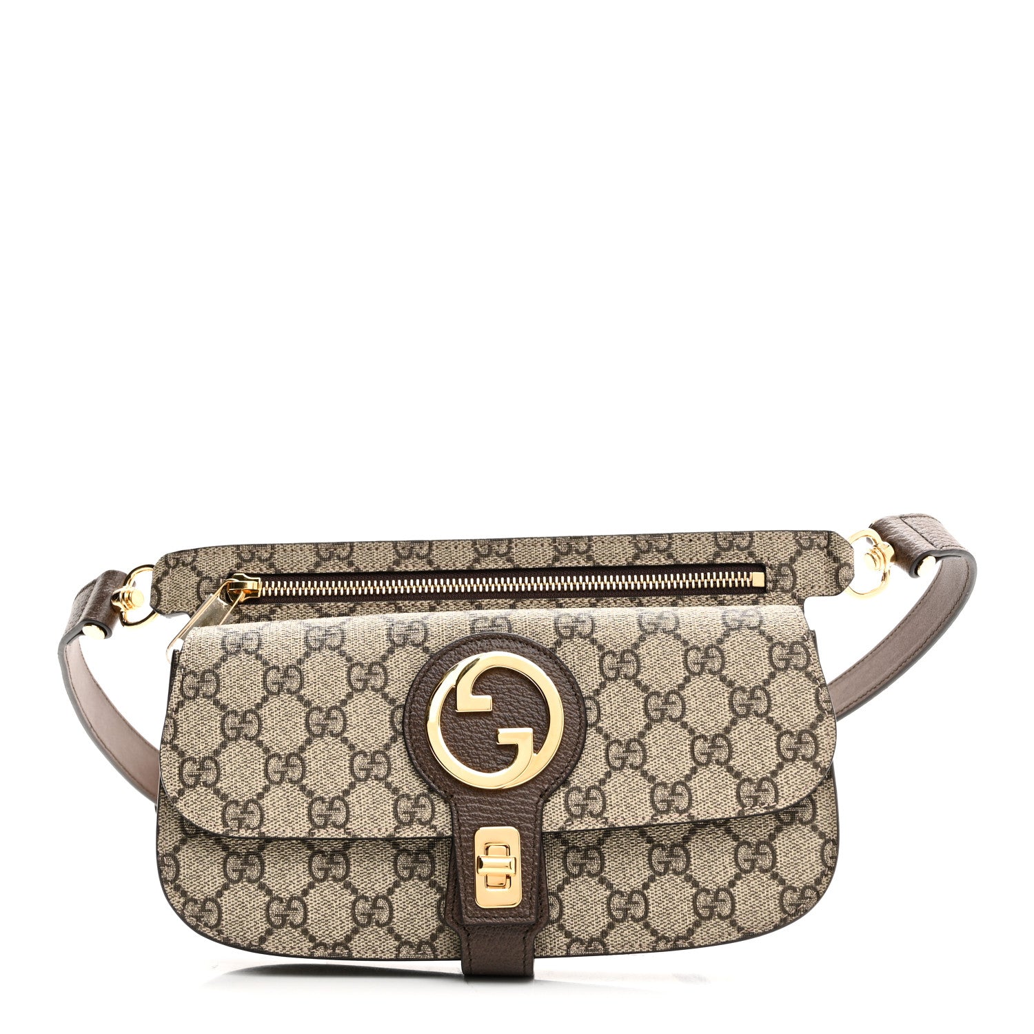 Gucci GG Supreme Monogram Textured Dollar Calfskin Blondie Belt Bag Beige Ebony New Acero 1 of 9