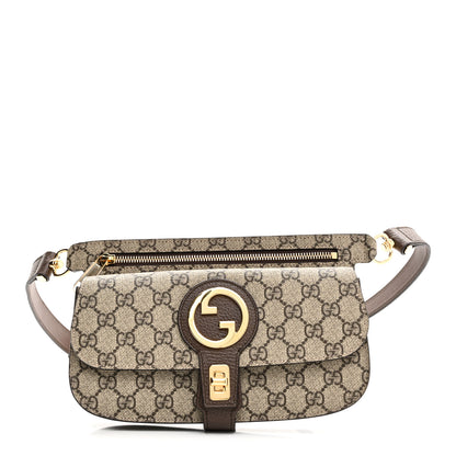 Gucci GG Supreme Monogram Textured Dollar Calfskin Blondie Belt Bag Beige Ebony New Acero 1 of 9