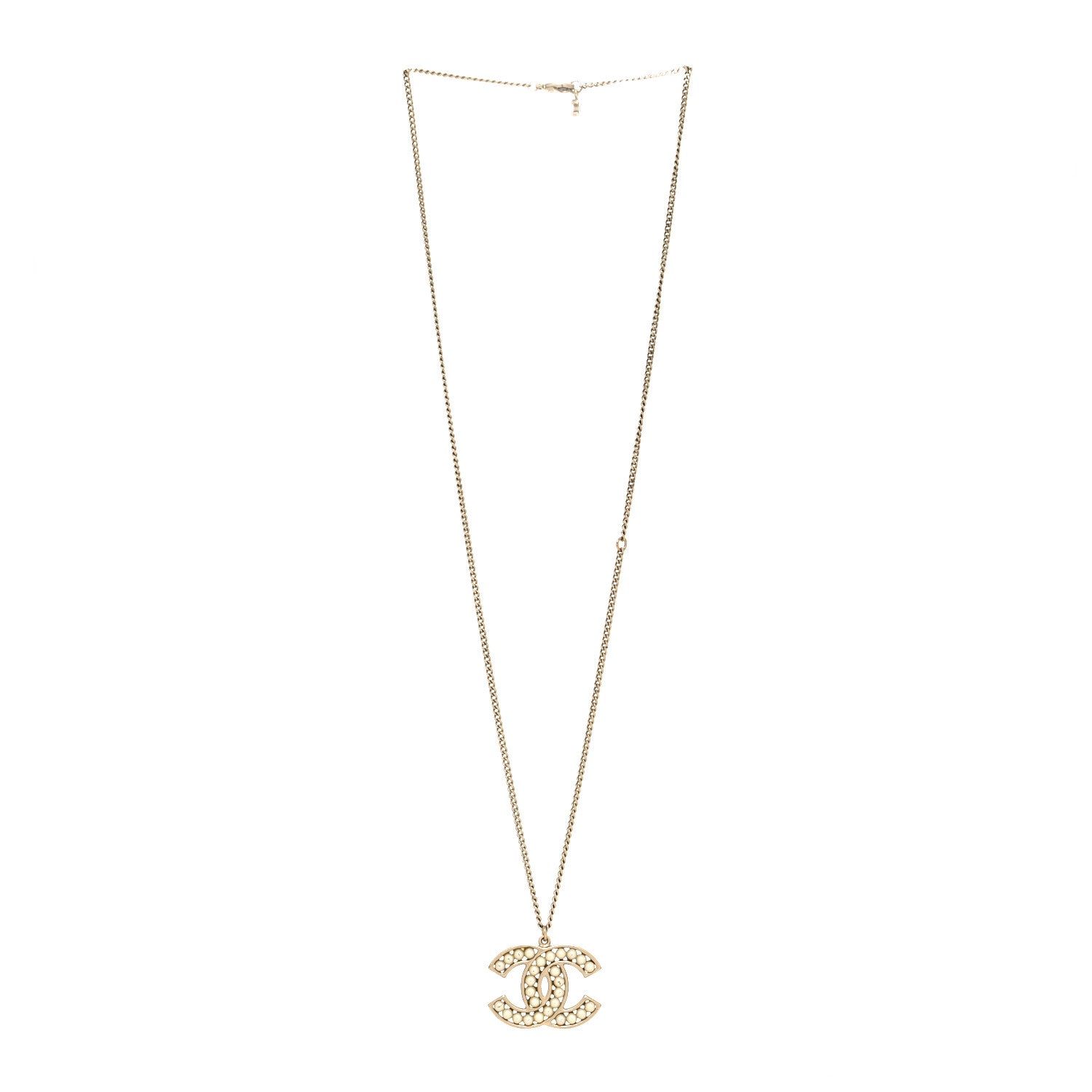 Chanel Pearl CC Pendant Necklace Gold 3 of 5