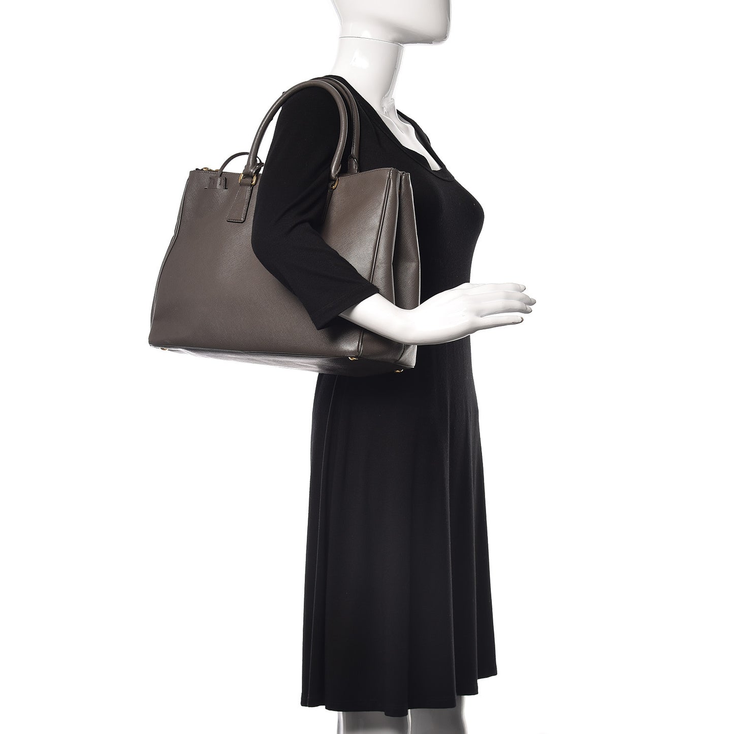 Saffiano Medium Galleria Double Zip Tote Grafite