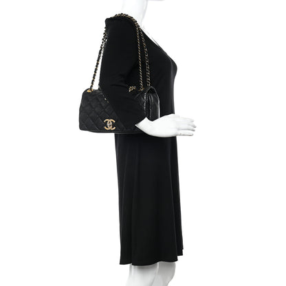 Chanel Aged Calfskin Quilted Medium Pondichery Flap Black 2 of 10