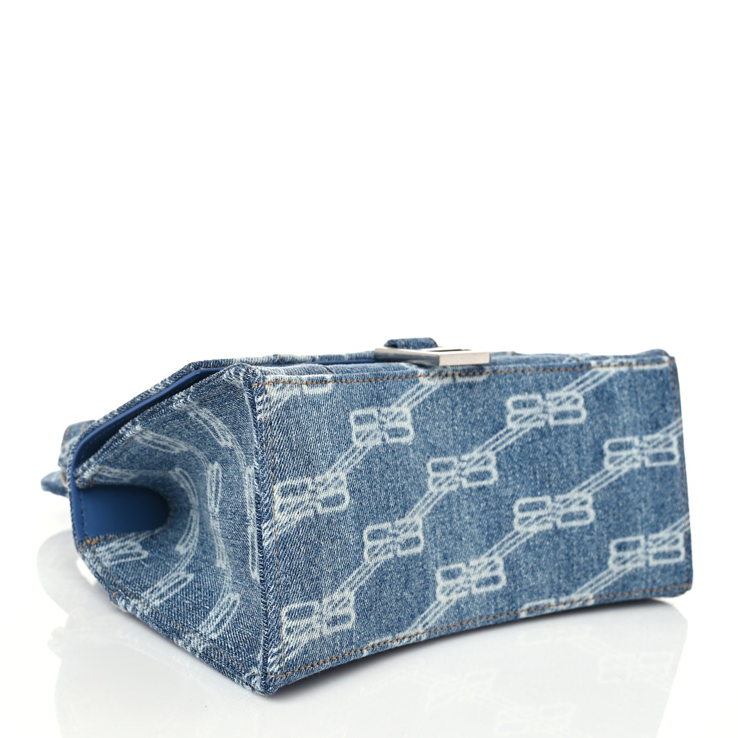Denim BB Monogram Small Hourglass Top Handle Bag Blue