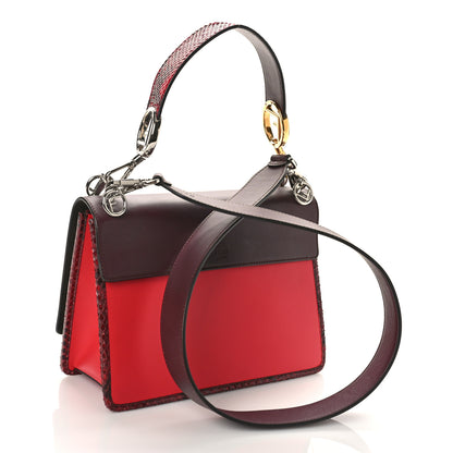 Fendi Vitello Century Velvet Snakeskin F is Fendi FF Kan I Shoulder Bag Burgundy 3 of 8