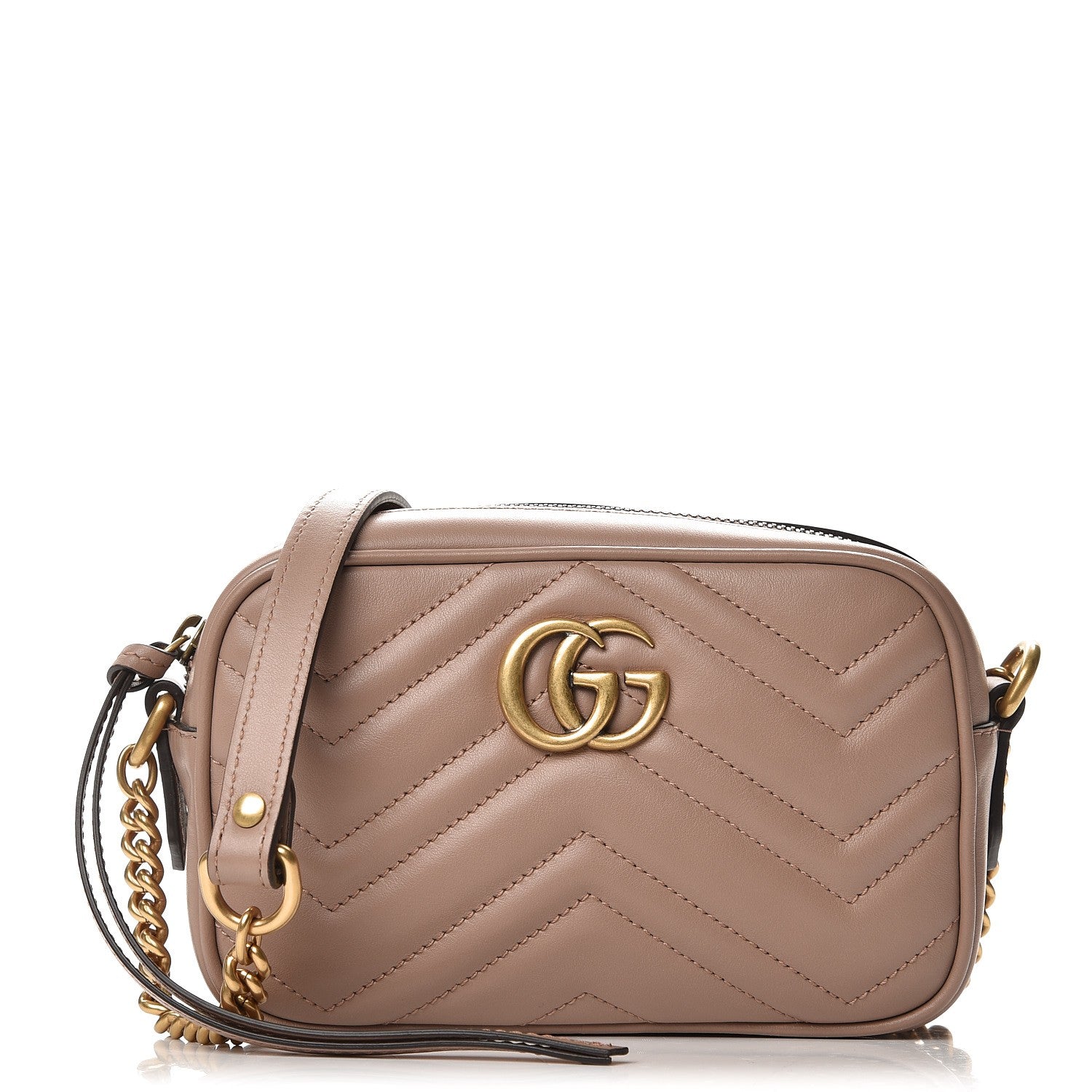 Gucci Calfskin Matelasse Mini GG Marmont Chain Shoulder Bag Porcelain Rose 1 of 8