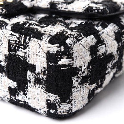 Chanel Tweed Quilted Mini Rectangular Flap Black Ecru White 10 of 12