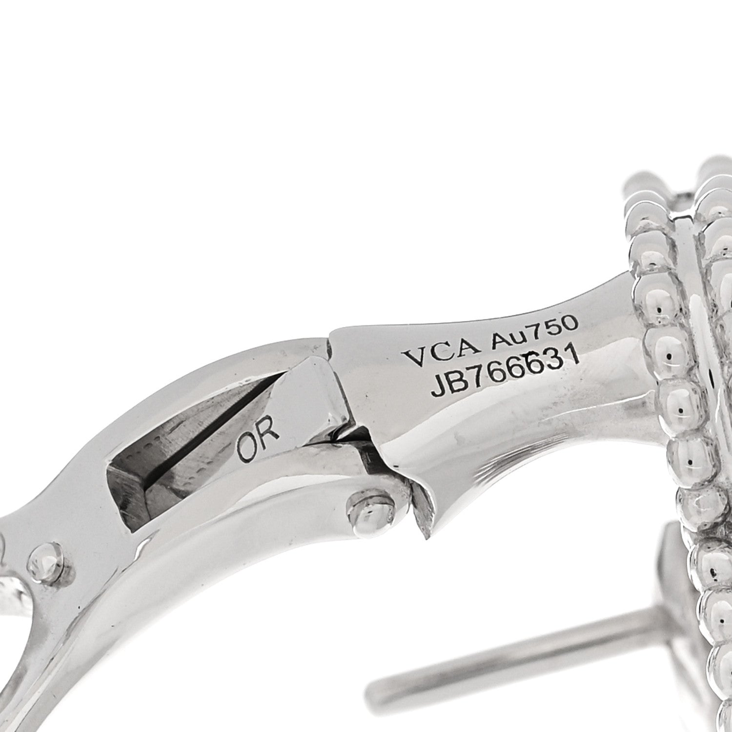 Van Cleef & Arpels 18K White Gold Diamond Vintage Alhambra Earrings 4 of 5