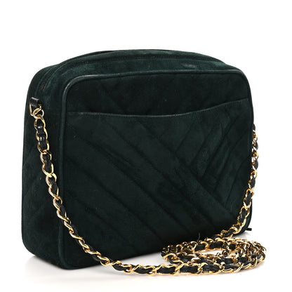 Chanel Suede Chevron Tassel Camera Case Dark Green 3 of 11