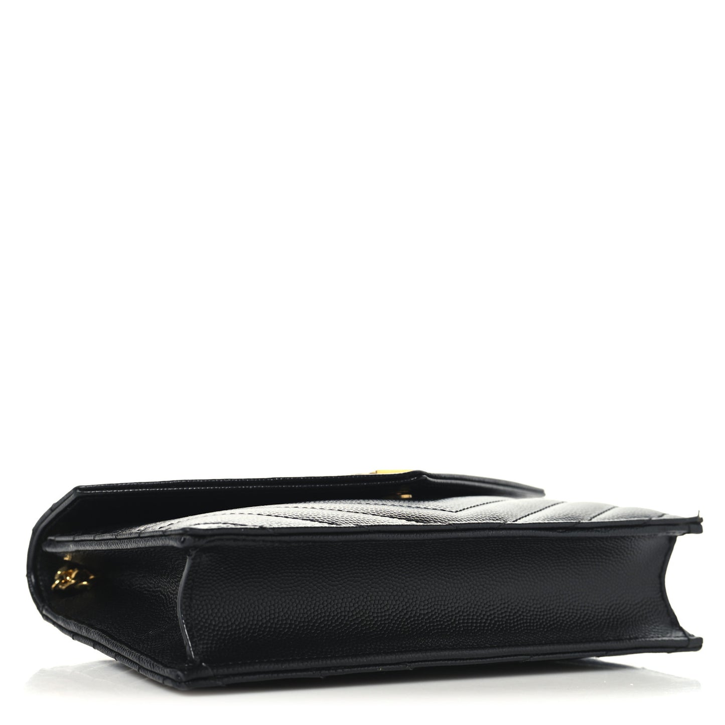 Grain De Poudre Matelasse Chevron Monogram Envelope Chain Wallet Black