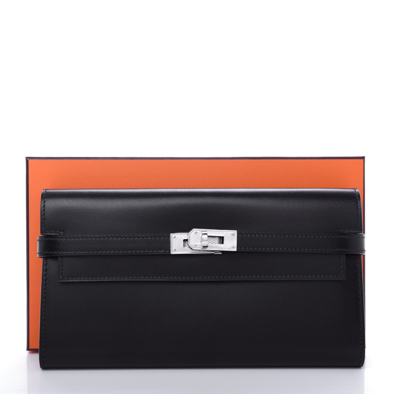 Hermes Box Guilloche Kelly Longue Wallet Black 7 of 7