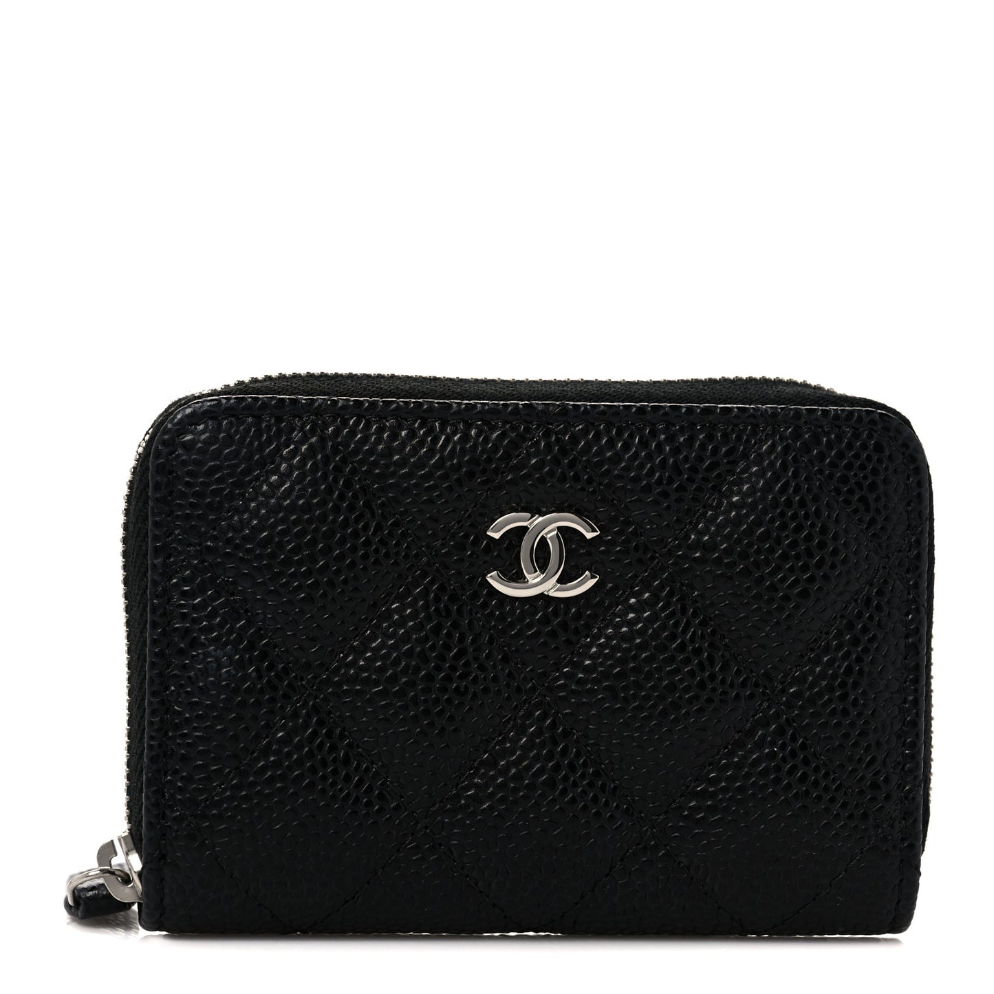 Caviar Quilted Classic Zipped Coin Purse Black