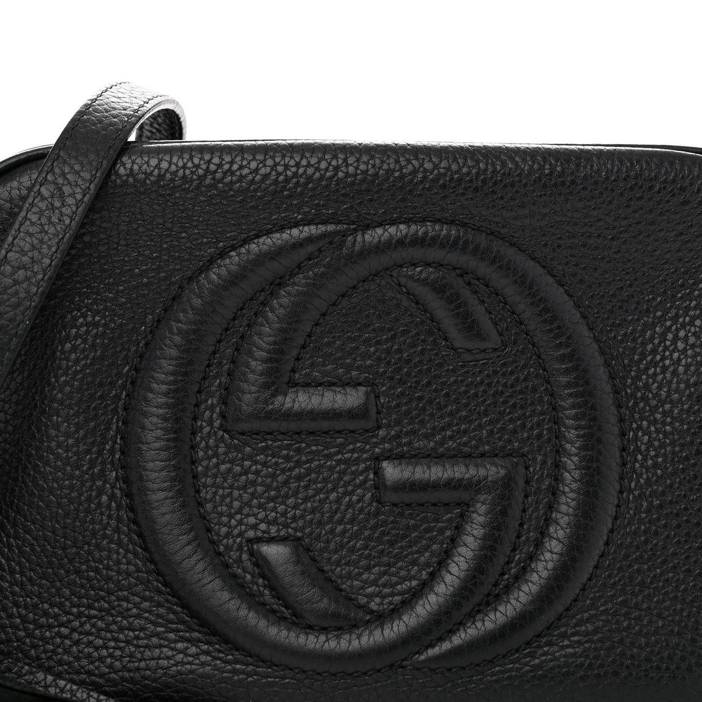 Pebbled Calfskin Small Soho Disco Bag Black