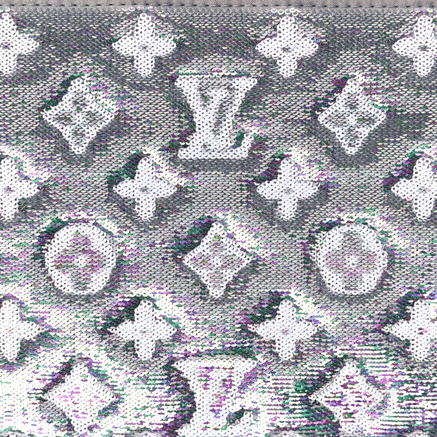 Satin Sequin Embroidered Monogram Coussin BB Silver