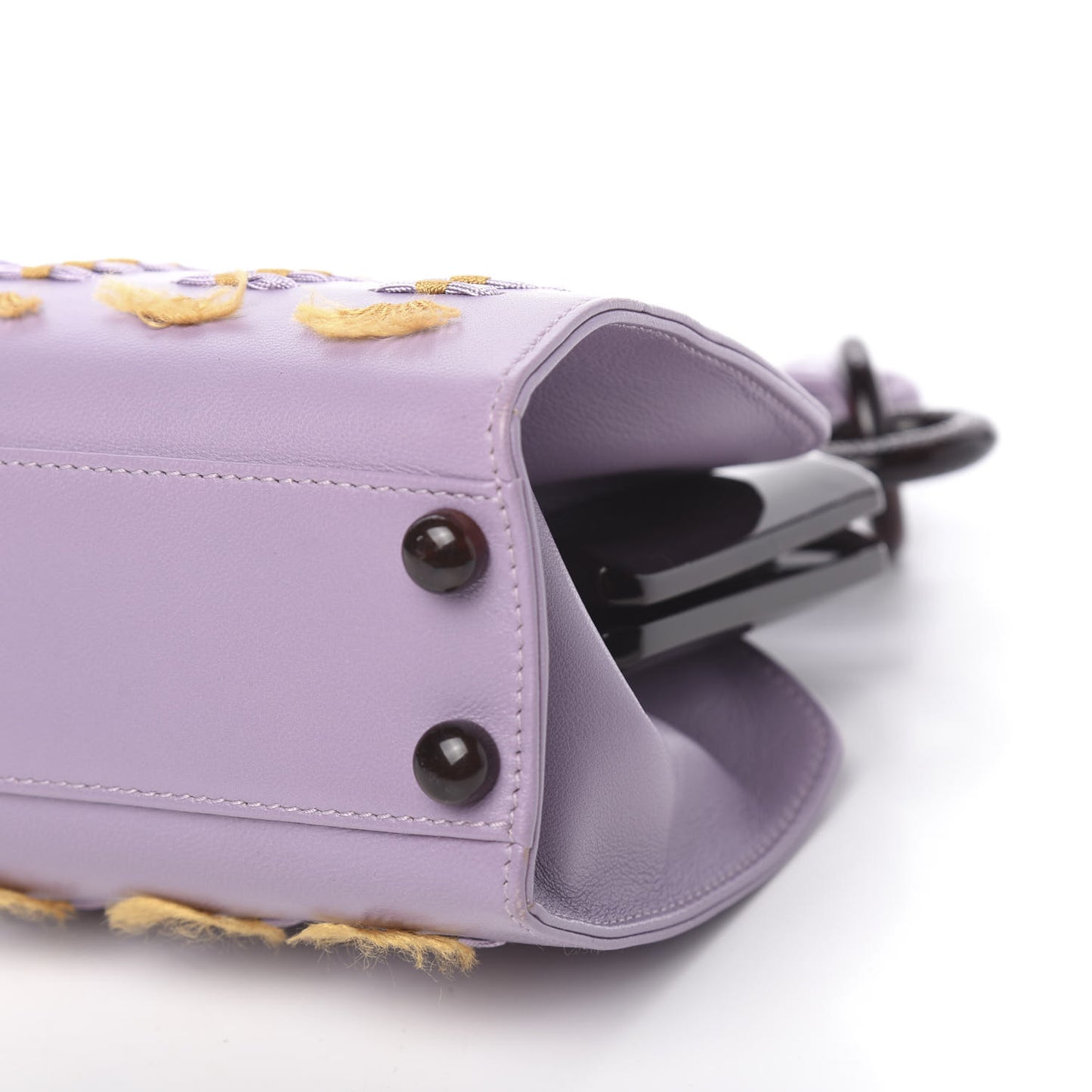 Lambskin Threaded Frame Clutch Violet Clair