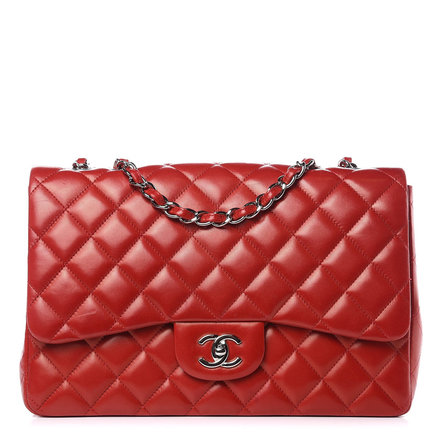 Chanel Lambskin Quilted Jumbo Single Flap Red 1 of 18