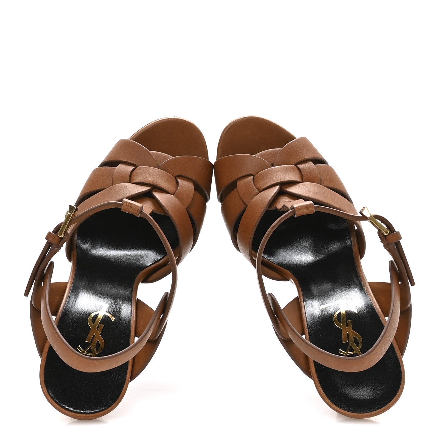 Saint Laurent Calfskin Tribute 105 Platform Sandals 36 Amber 2 of 9