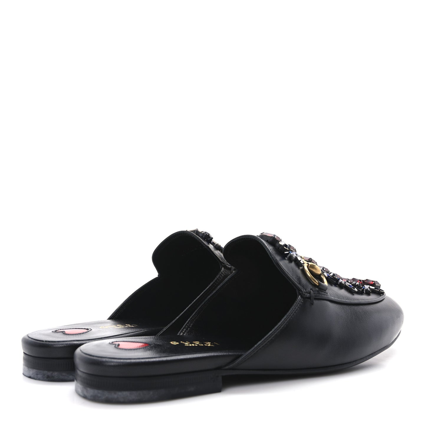 Malaga Kid Crystal Embroidered Womens Princetown Slippers 36.5 Black