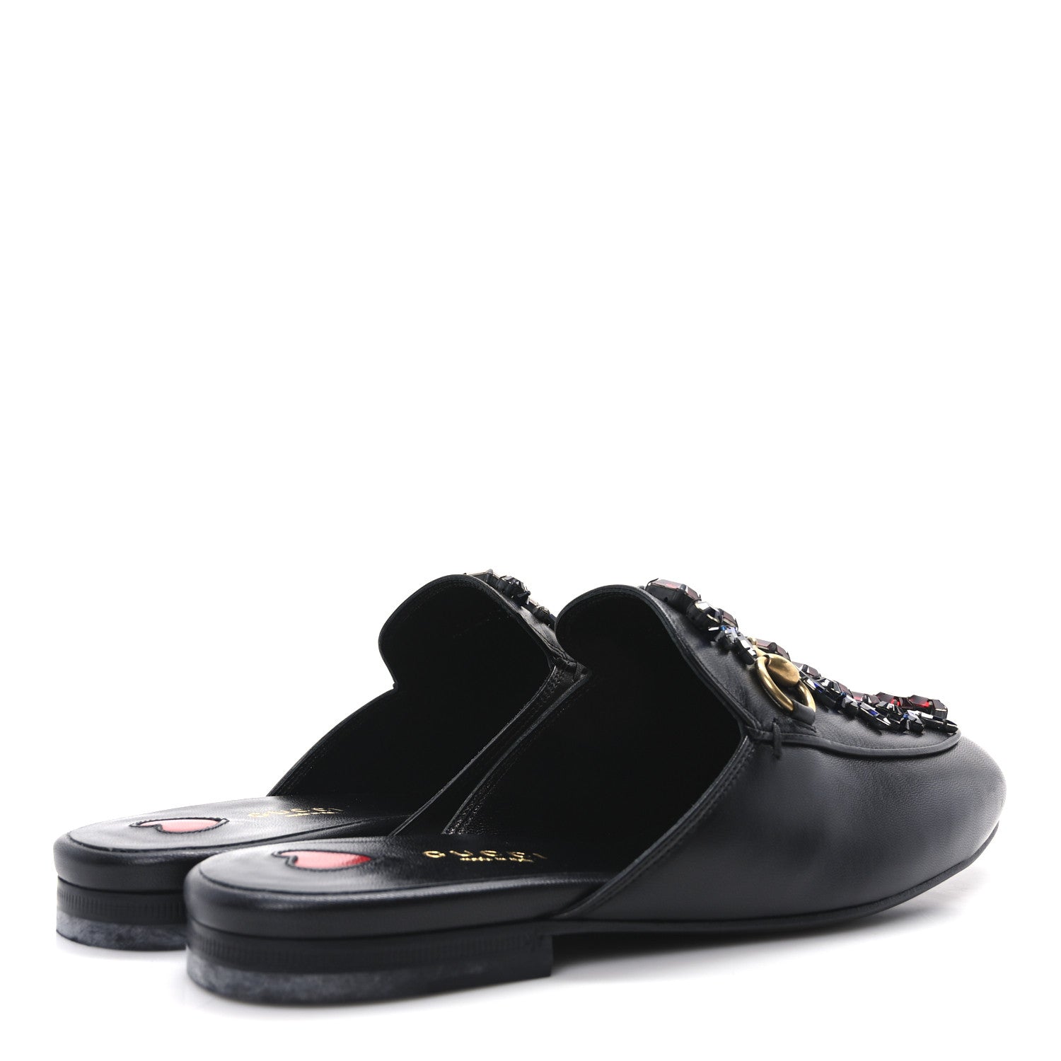 Gucci Malaga Kid Crystal Embroidered Womens Princetown Slippers 36.5 Black 5 of 9