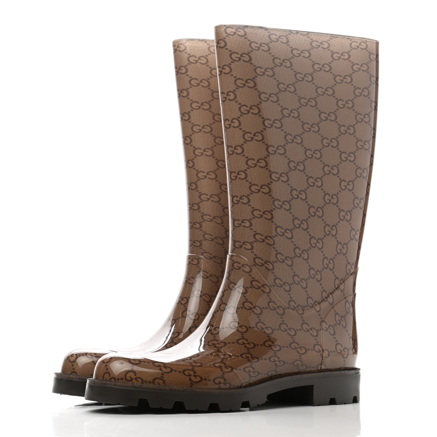 Rubber Monogram Edinburg Rain Boots 39 Transparent Cocoa