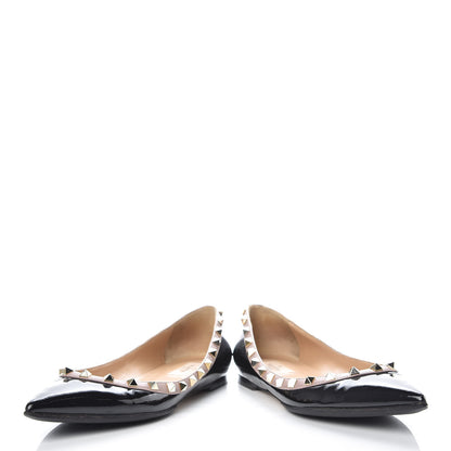 Valentino Garavani Patent Rockstud Ballerina Flats 40 Black Poudre 6 of 19