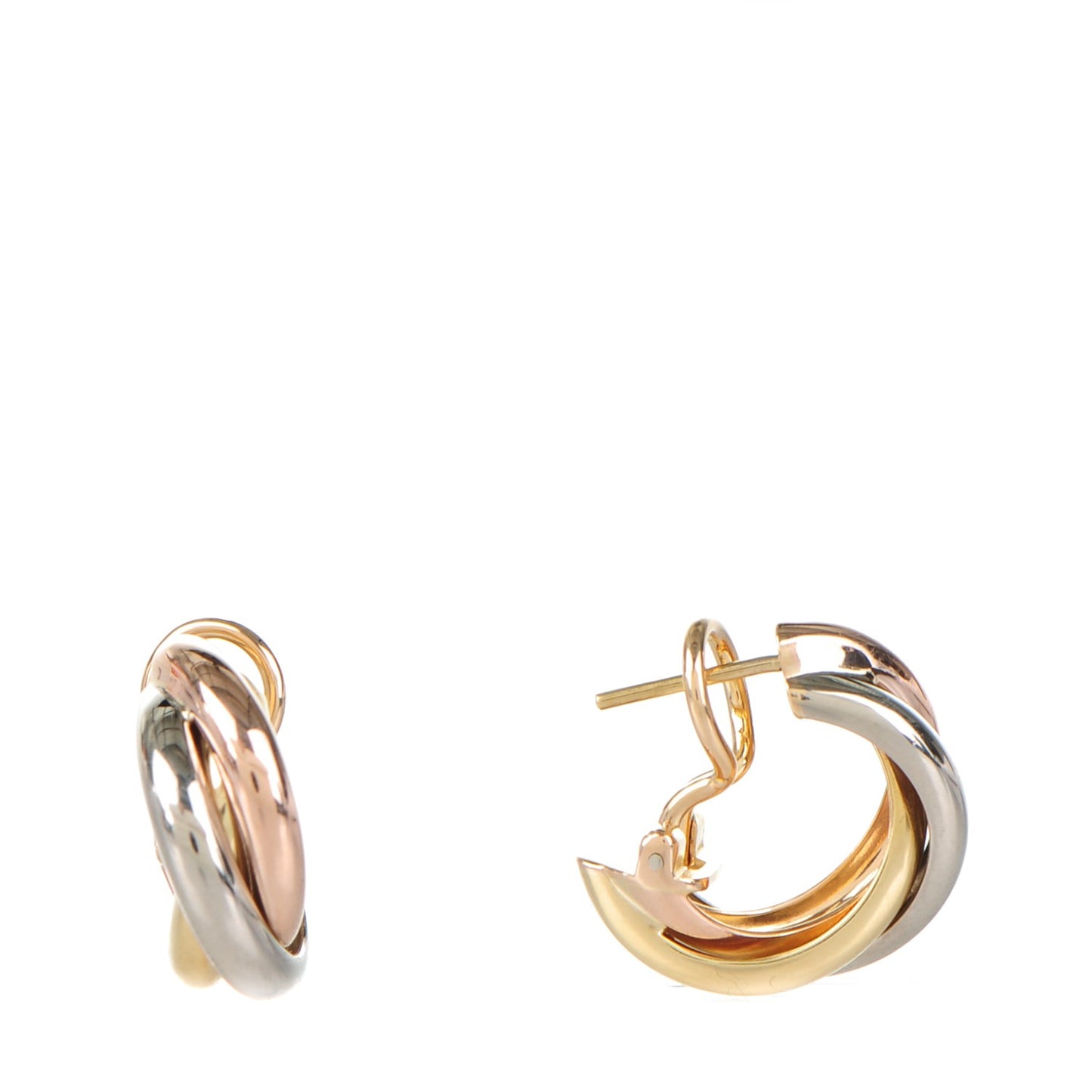 18K Pink Yellow White Gold Small Trinity Earrings