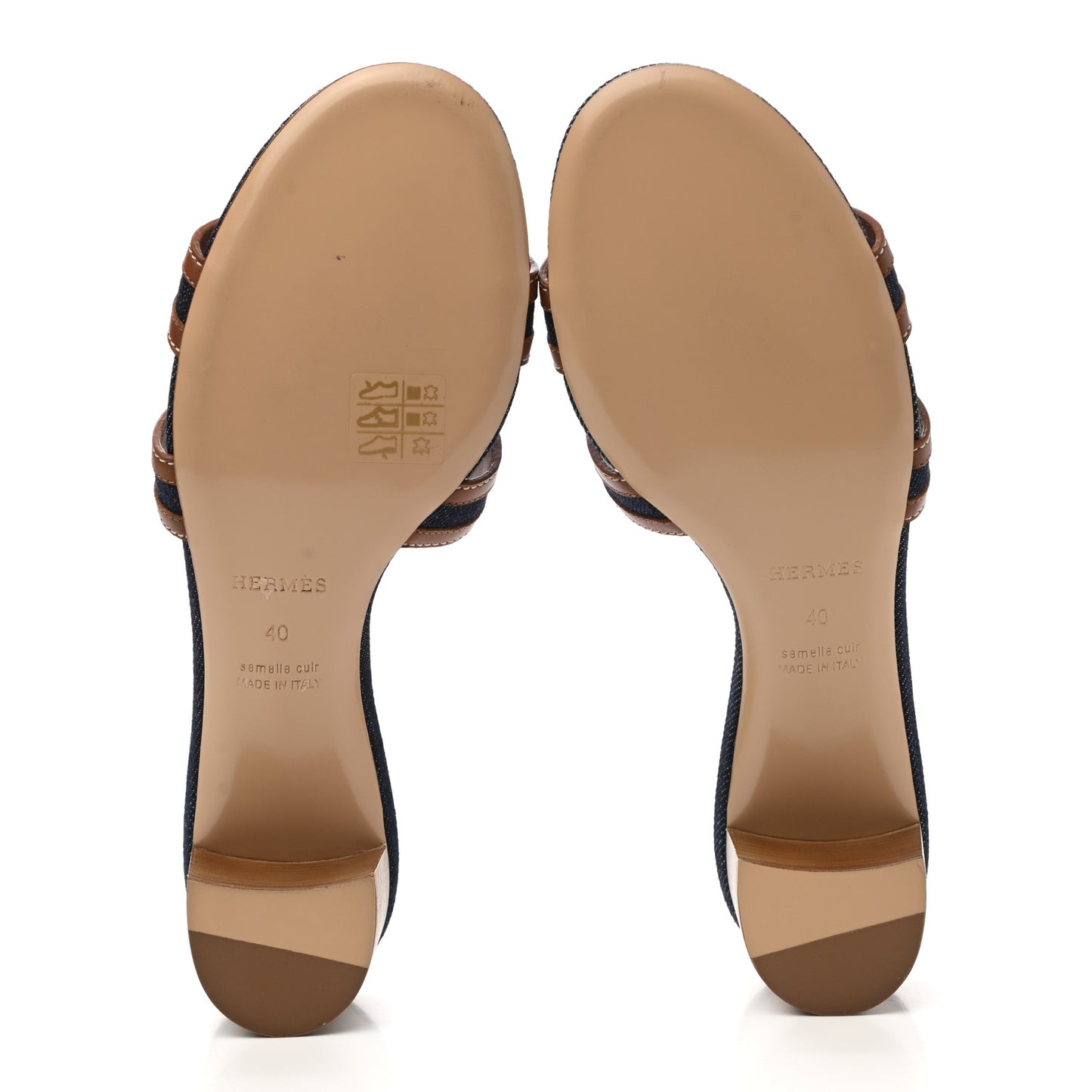 Calfskin Denim Oasis Sandals 40 Bleu Brut Gold