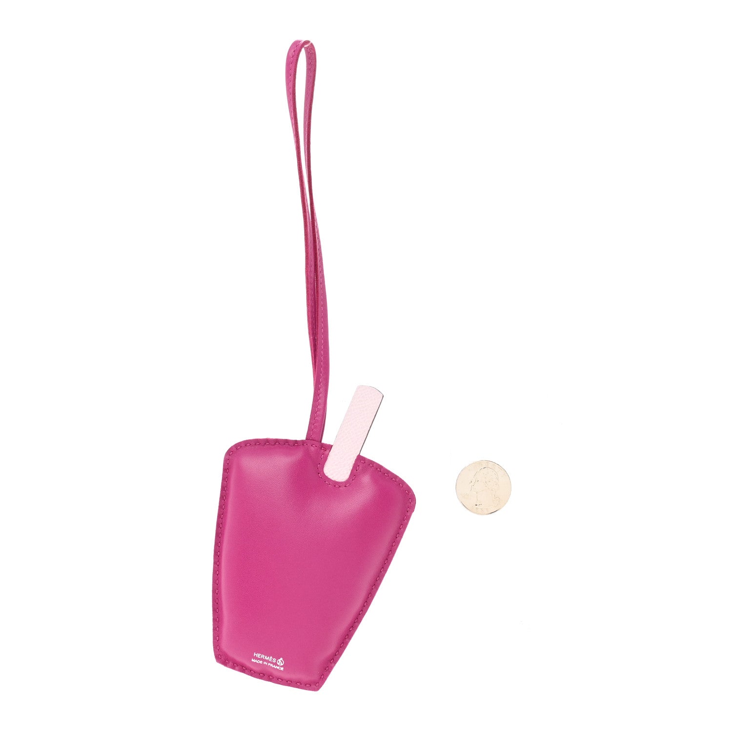 Hermes Milo Lambskin Epsom Suede Petit H Bubble Tea Charm Rose Pourpre Mauve Pale 2 of 4