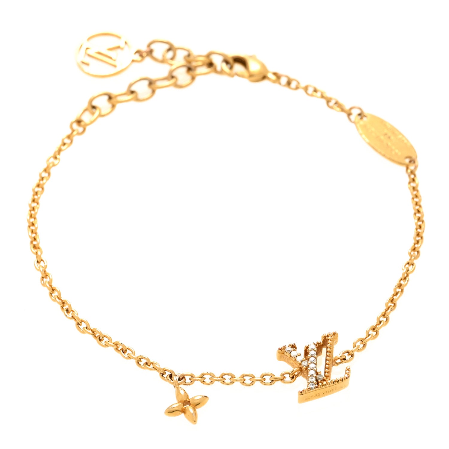 Louis Vuitton Metal Crystal LV Iconic Bracelet Gold 1 of 6