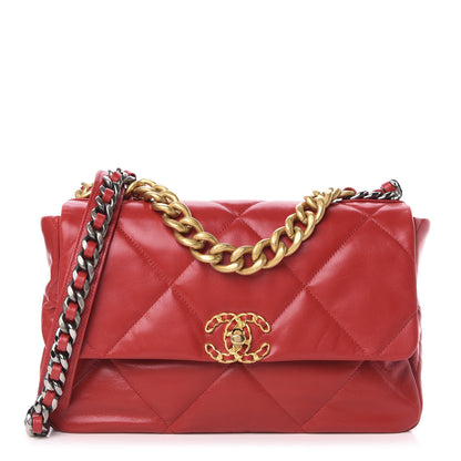 Chanel Lambskin Quilted Large 19 Flap Red 1 of 12