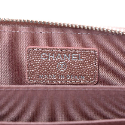 Chanel Metallic Caviar Chevron Quilted Vintage Mademoiselle Zip Coin Purse Pink 6 of 8