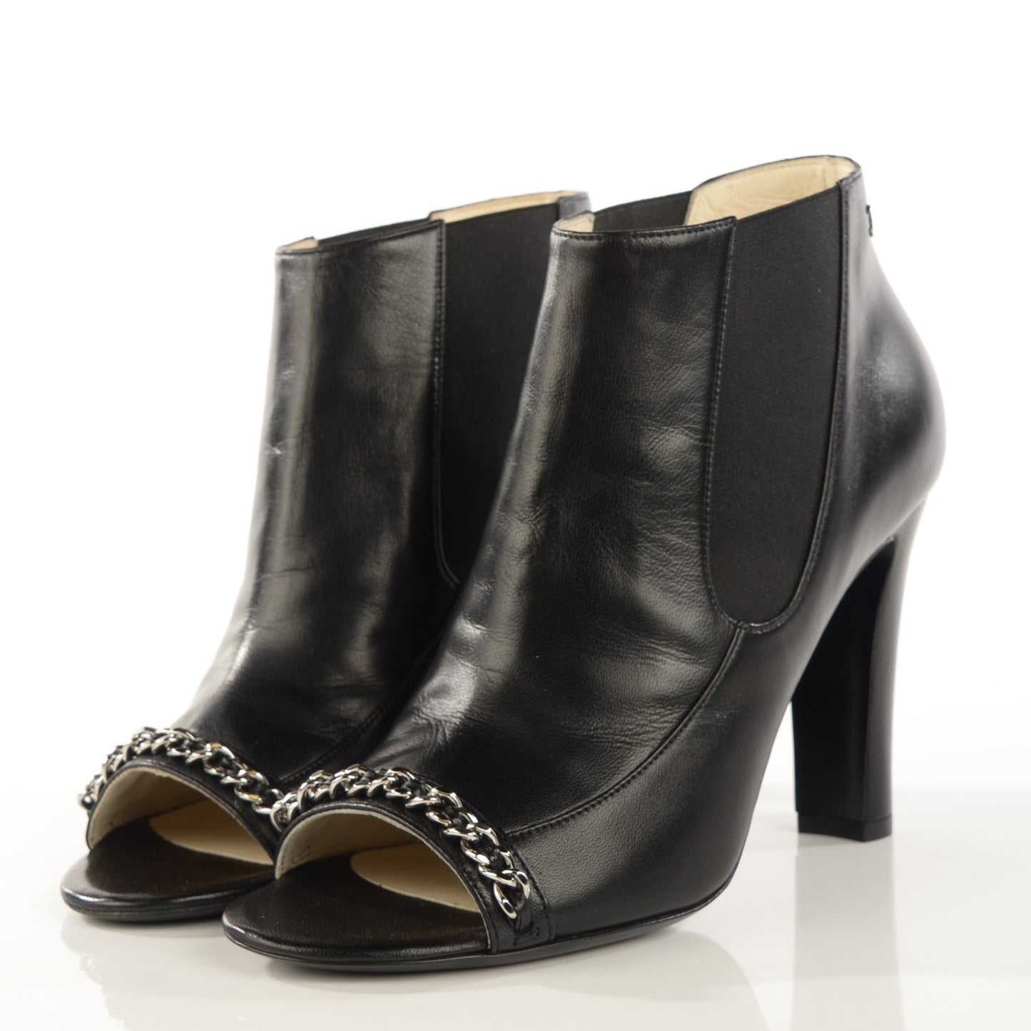 Lambskin Chain Ankle Boots 38 Black