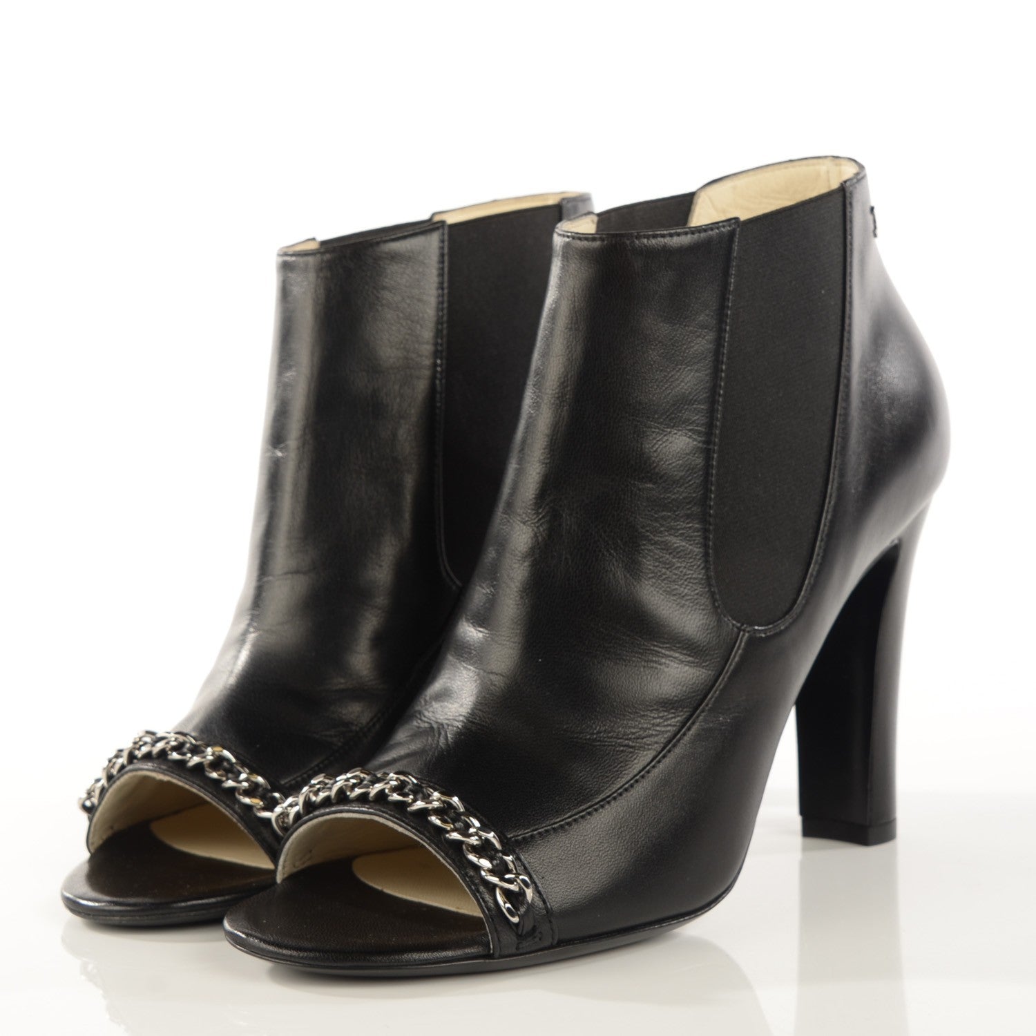 Chanel Lambskin Chain Ankle Boots 38 Black 3 of 8