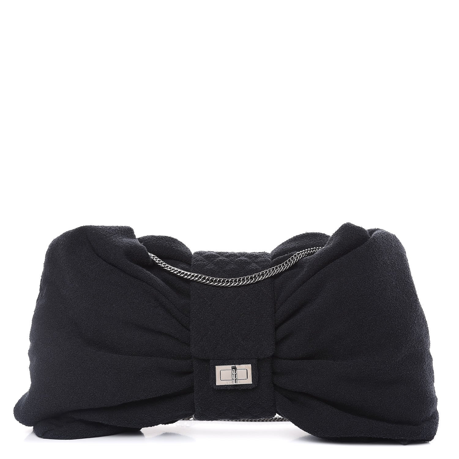 Chanel Terry Cotton Large Reissue Bow Hobo Black 1 of 9