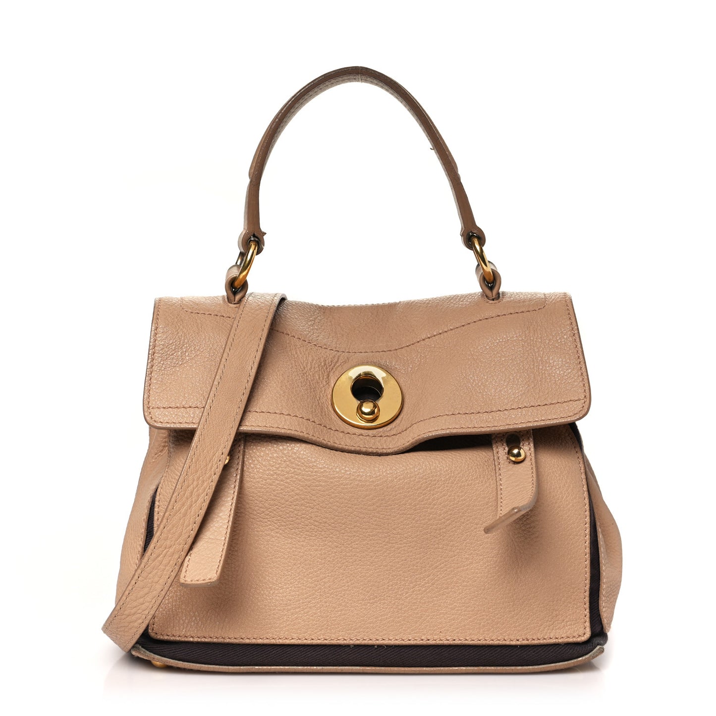 Calfskin Canvas Small Muse Two Beige
