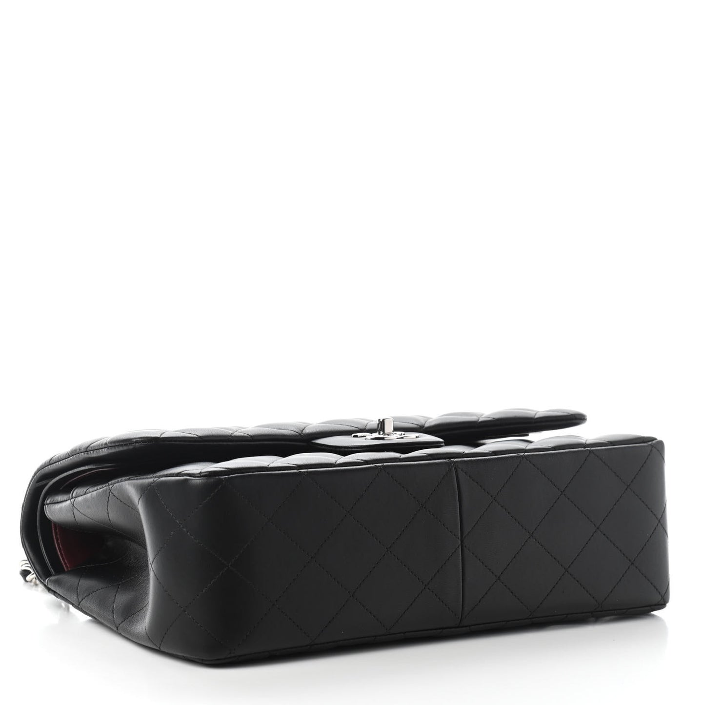 Lambskin Quilted Jumbo Double Flap Black