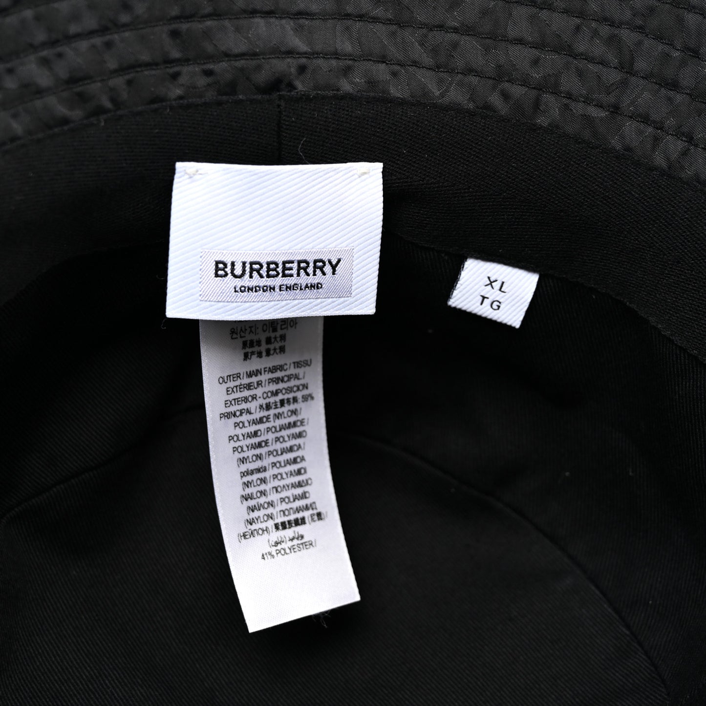 Nylon Jacquard TB Monogram Bucket Hat XL Black