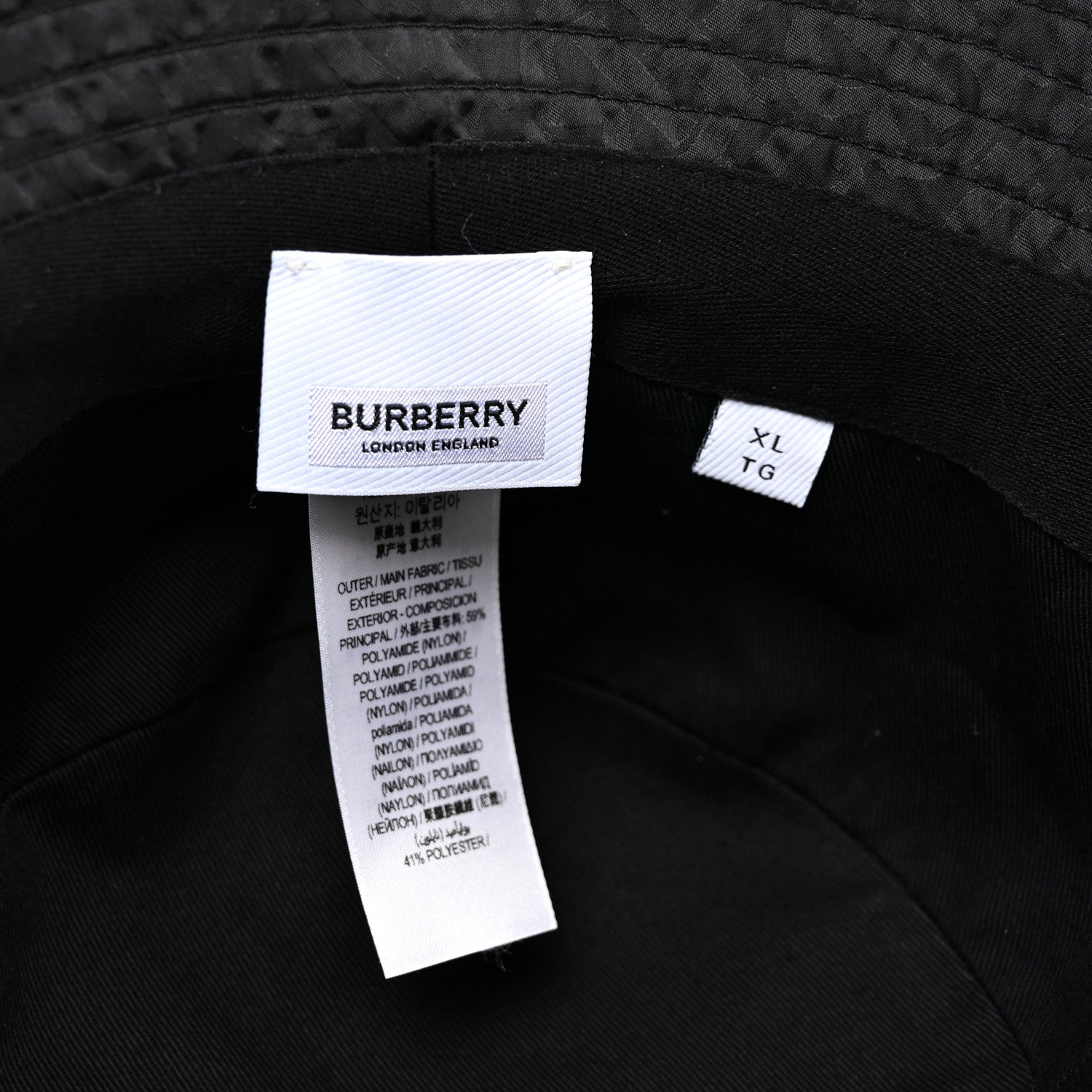 Burberry Nylon Jacquard TB Monogram Bucket Hat XL Black 7 of 7