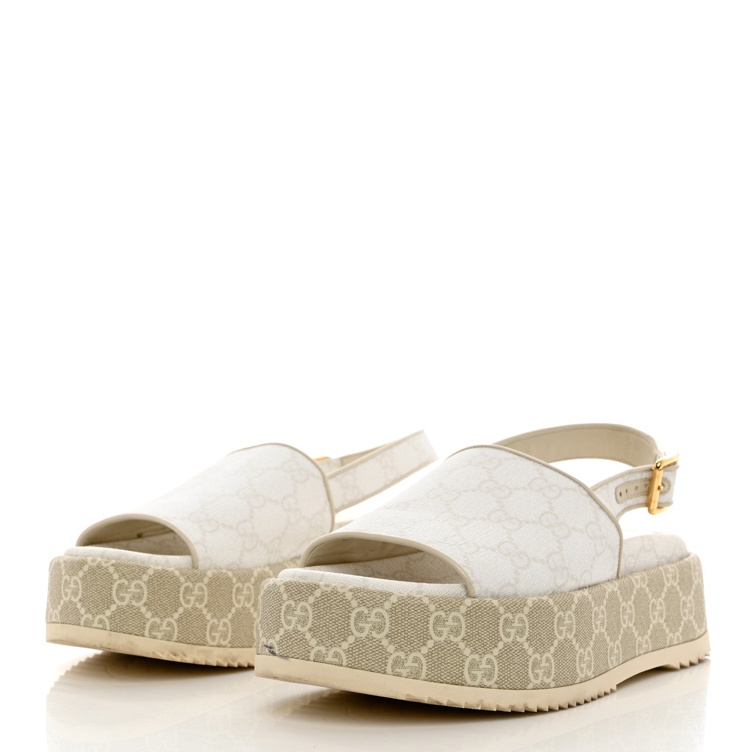 Gucci GG Supreme Monogram Granada Kid Angelina Platform 35mm Slingback Sandals 39 White Mystic White 3 of 12