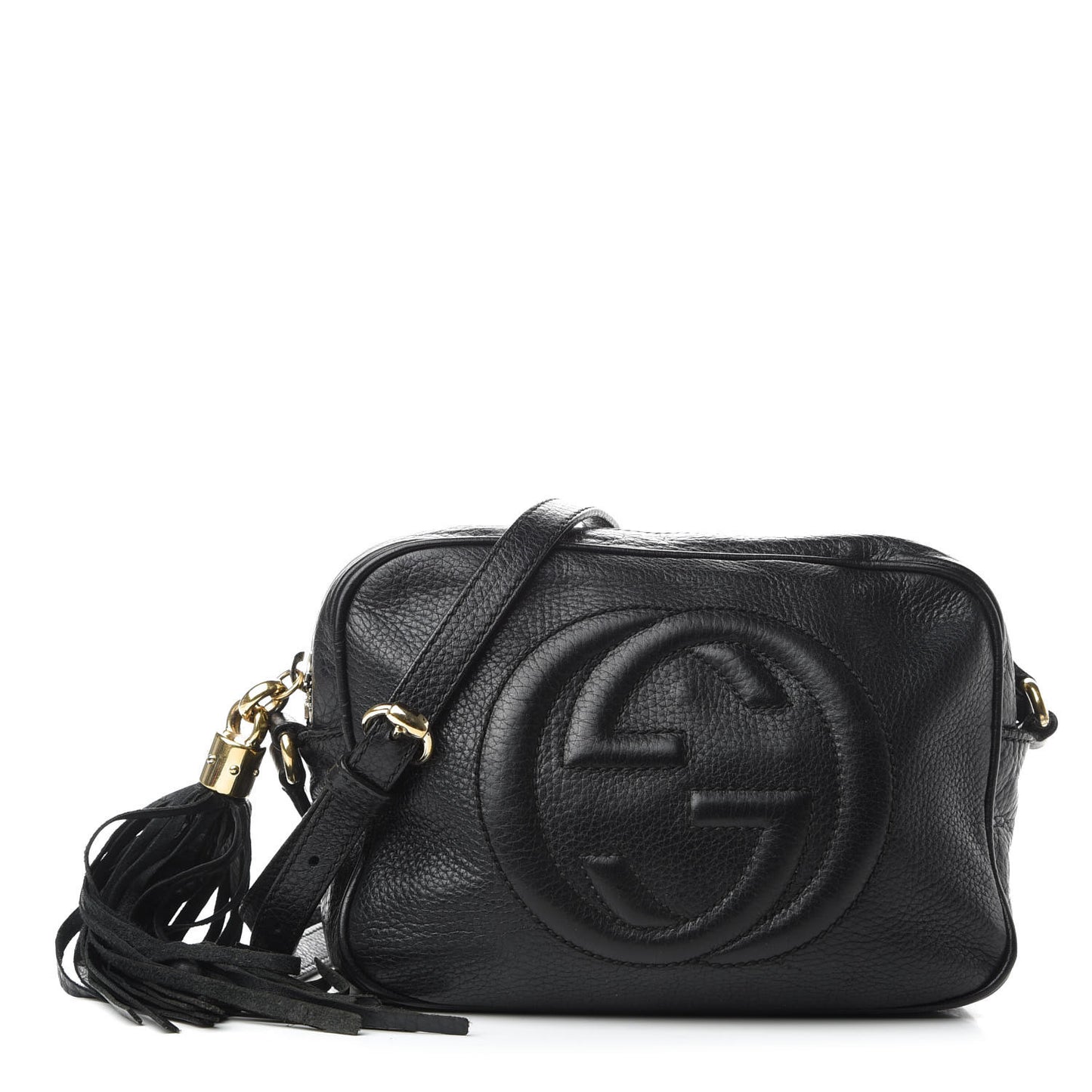 Pebbled Calfskin Small Soho Disco Bag Black
