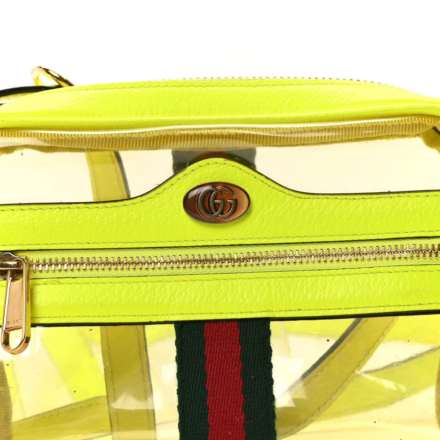 Vinyl Web Mini Ophidia Transparent Shoulder Bag Yellow Fluo