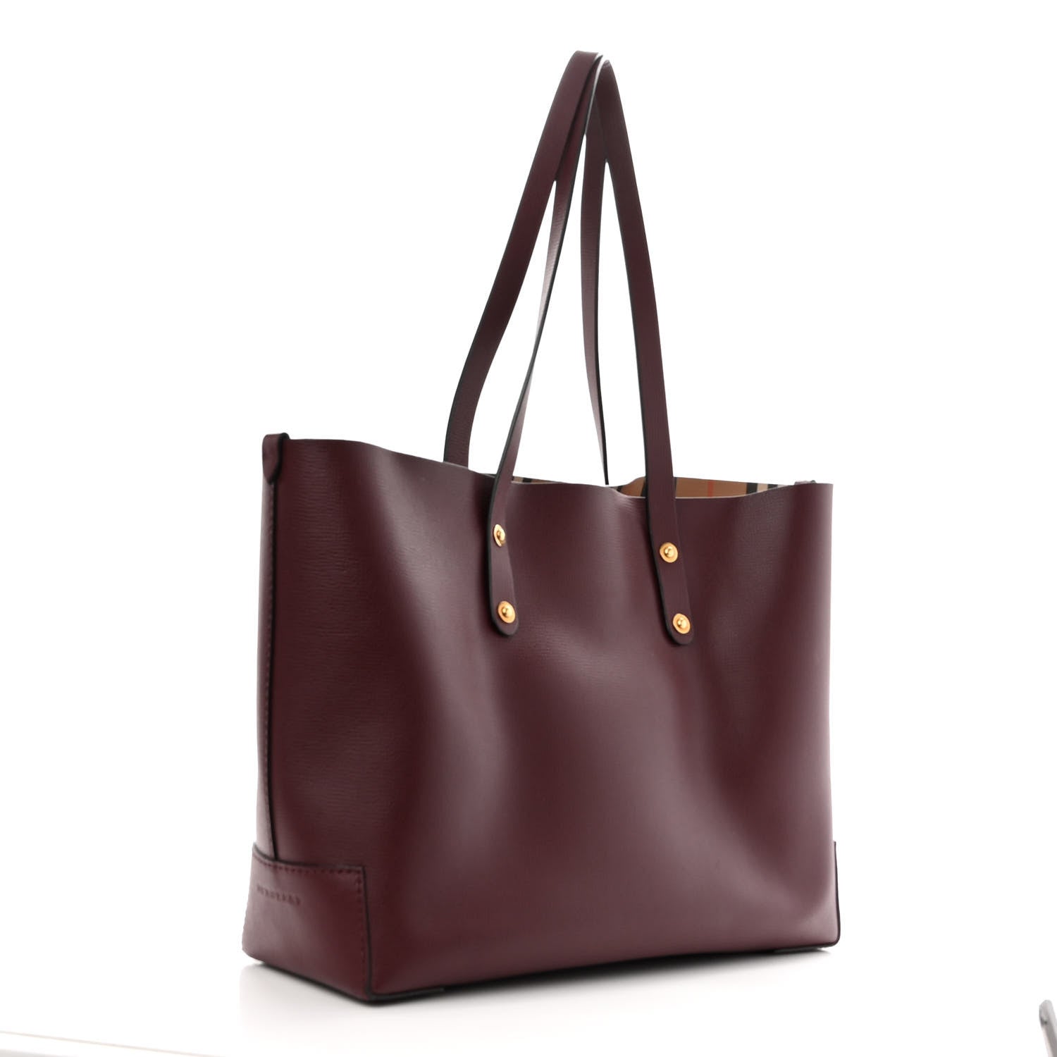 Burberry Calfskin Crest Embossed Small Tote Burgundy 3 of 12