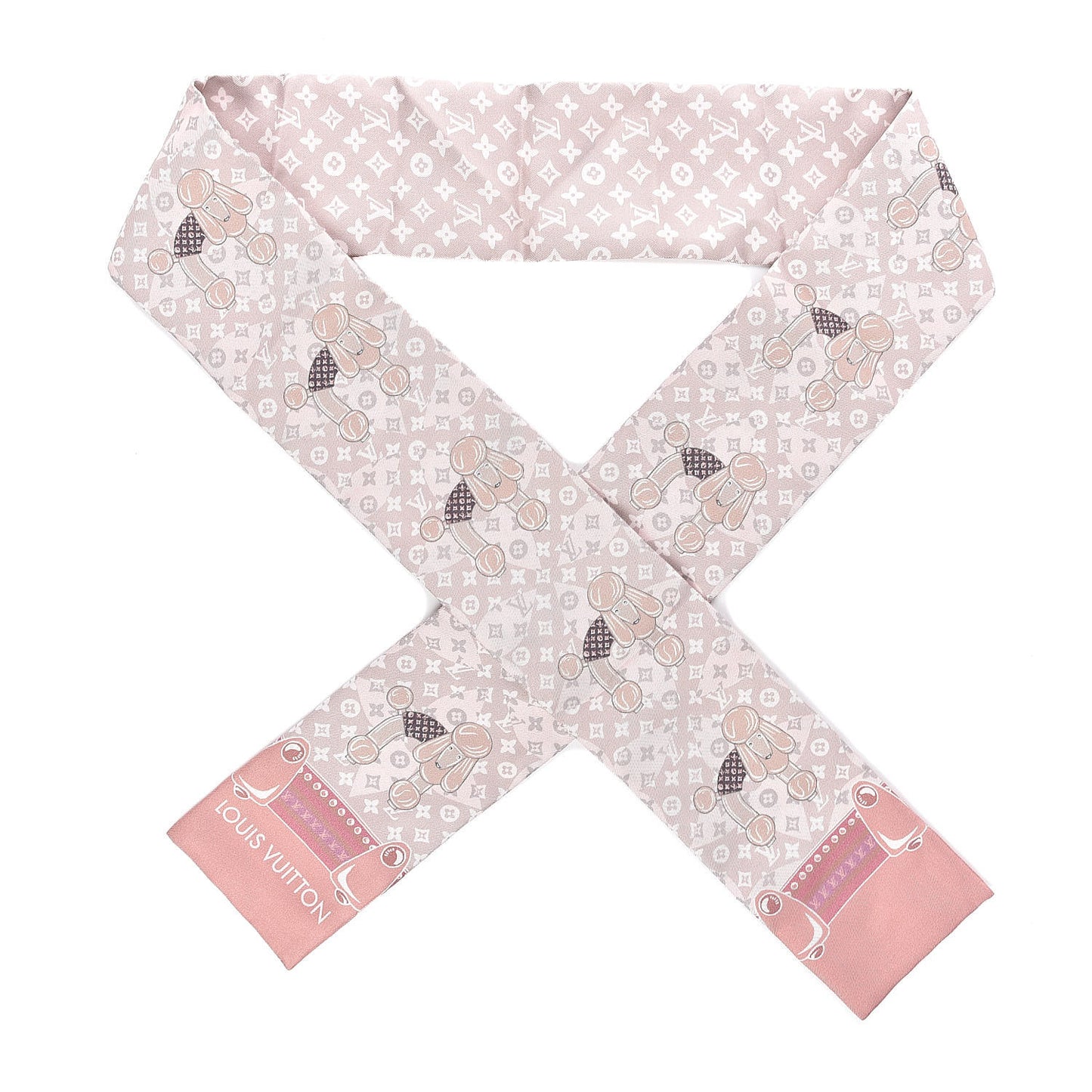 Silk Monogram Poodle Animalle Bandeau Rose Pale