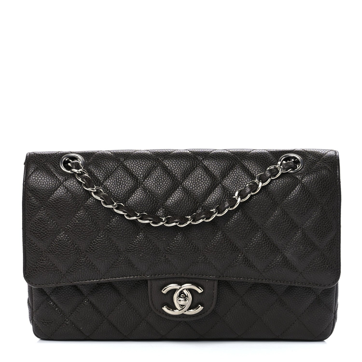 Chanel Caviar Quilted Medium Double Flap Dark Brown 9 of 13